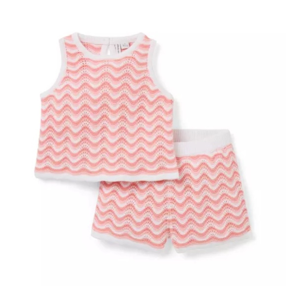 NWT Janie and Jack Pink and White Kids Matching Set